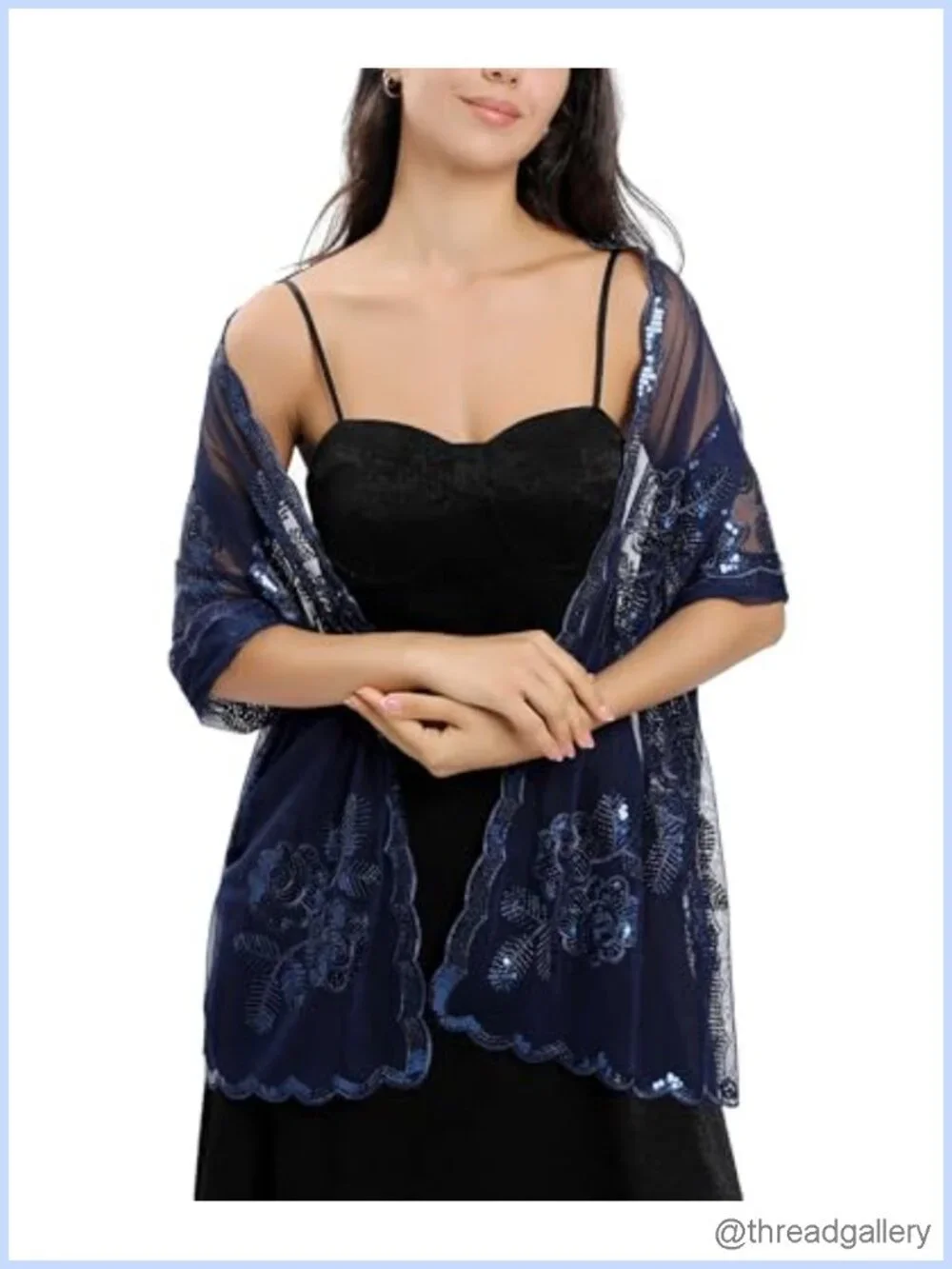Embroidered Lace Chiffon Shawl Wrap for Evening Dresses, Bridal